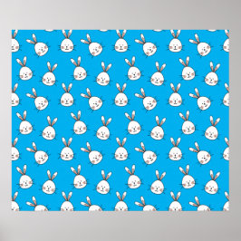 Cute Happy White Paaster Bunny Pattern Poster