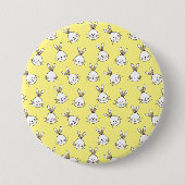 Cute Happy White Paaster Bunny Pattern Ronde Button 7,6 Cm (Voorkant)