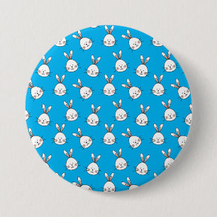 Cute Happy White Paaster Bunny Pattern Ronde Button 7,6 Cm