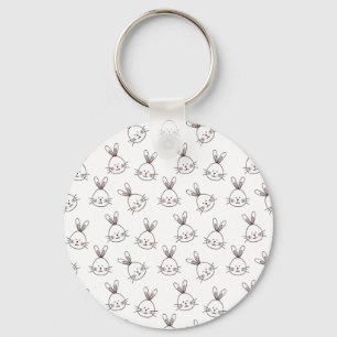Cute Happy White Paaster Bunny Pattern Sleutelhanger