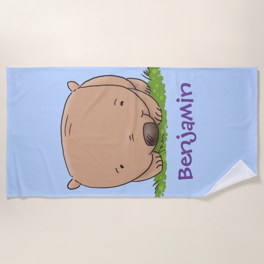 Cute happy wombat cartoon illustratie strandlaken (Voorkant)
