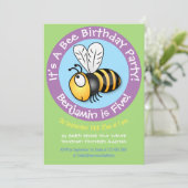Cute happy yellow bee cartoon illustratie kaart (Staand voorkant)