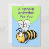 Cute happy yellow bee cartoon illustratie kaart (Achterkant)