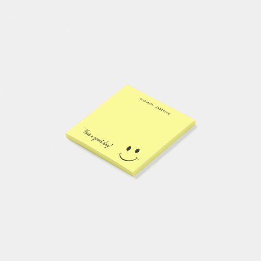 Cute Happy Yellow Face gepersonaliseerd | Klein Post-it® Notes (Schuin)