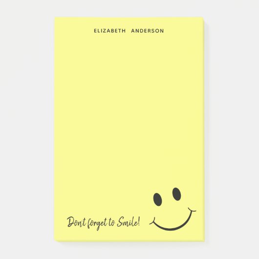 Cute Happy Yellow Face Smile Gepersonaliseerd Post-it® Notes (Voorkant)