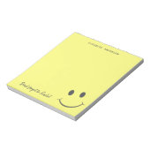Cute Happy Yellow Face Smile Voeg naam toe Notitieblok (Linkerzijde)
