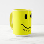 Cute Happy Yellow Face Voeg tekst toe | Onderkant Mok (Voorkant links)