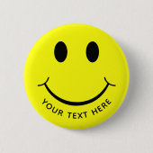 Cute Happy Yellow Face Voeg tekst toe Ronde Button 5,7 Cm (Voorkant)