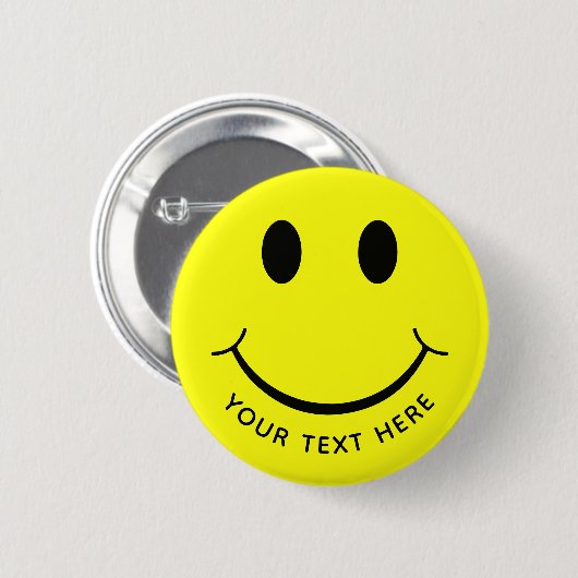 Cute Happy Yellow Face Voeg tekst toe Ronde Button 5,7 Cm (Voorkant /achterkant)
