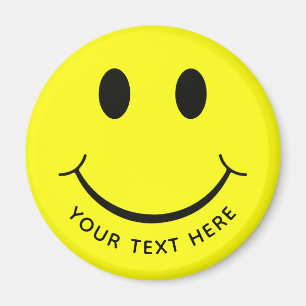 Cute Happy Yellow Face Voeg Tex toe Magneet