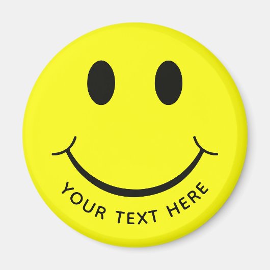 Cute Happy Yellow Face Voeg Tex toe Magneet (Voorkant)