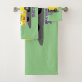 Cute happy yellow school bus cartoon bad handdoek (Insitu)