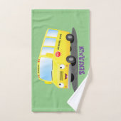 Cute happy yellow school bus cartoon bad handdoek (Handdoek)