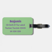 Cute happy yellow school bus cartoon bagagelabel (Achterkant horizontaal)