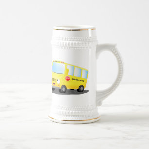 Cute happy yellow school bus cartoon bierpul