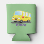 Cute happy yellow school bus cartoon blikjeskoeler (Achterkant)