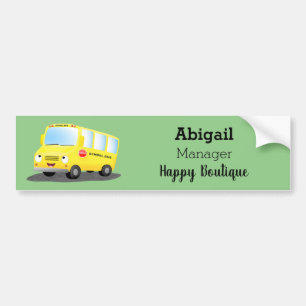 Cute happy yellow school bus cartoon bumpersticker