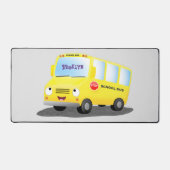 Cute happy yellow school bus cartoon bureaumat (Voorkant)