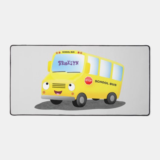 Cute happy yellow school bus cartoon bureaumat (Voorkant)