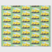 Cute happy yellow school bus cartoon cadeaupapier (Vlak)