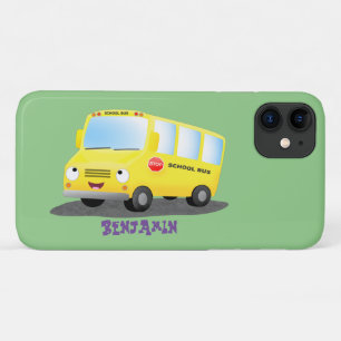 Cute happy yellow school bus cartoon Case-Mate iPhone case