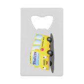 Cute happy yellow school bus cartoon creditkaart flessenopener (Voorkant)
