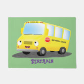 Cute happy yellow school bus cartoon deurmat (Voorkant)