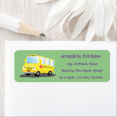 Cute happy yellow school bus cartoon etiket (Insitu)