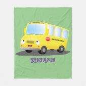 Cute happy yellow school bus cartoon fleece deken (Voorkant)