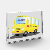 Cute happy yellow school bus cartoon fotoblokken (Links)