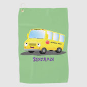 Cute happy yellow school bus cartoon golfhanddoek (Voorkant)