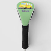 Cute happy yellow school bus cartoon golfheadcover (Voorkant)