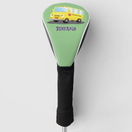 Cute happy yellow school bus cartoon golfheadcover (Voorkant)