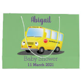 Cute happy yellow school bus cartoon groot cadeauzakje (Achterkant)