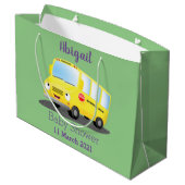 Cute happy yellow school bus cartoon groot cadeauzakje (Achterkant Gekanteld)