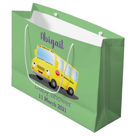 Cute happy yellow school bus cartoon groot cadeauzakje (Voorkant Gekanteld)