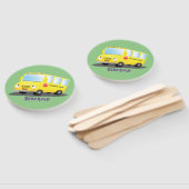 Cute happy yellow school bus cartoon handwaaier (Niet-gemonteerd)