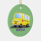 Cute happy yellow school bus cartoon keramisch ornament (Rechts)