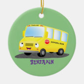 Cute happy yellow school bus cartoon keramisch ornament (Voorkant)