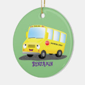 Cute happy yellow school bus cartoon keramisch ornament (Links)