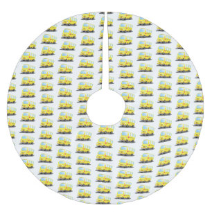 Cute happy yellow school bus cartoon kerstboom rok