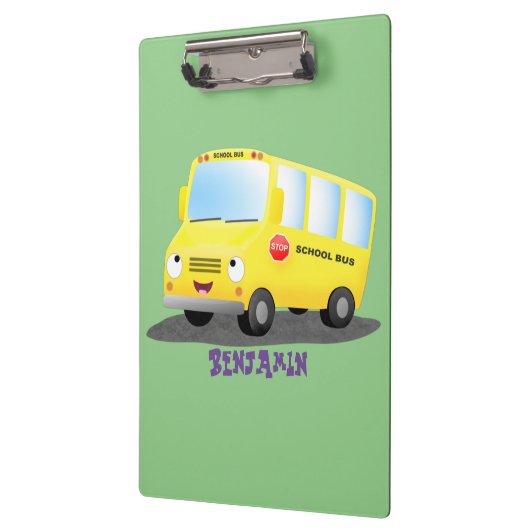 Cute happy yellow school bus cartoon klembord (Links)