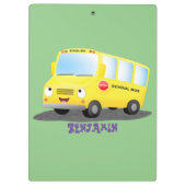 Cute happy yellow school bus cartoon klembord (Achterkant)