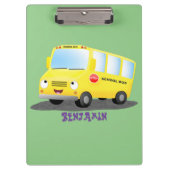 Cute happy yellow school bus cartoon klembord (Voorkant)