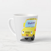 Cute happy yellow school bus cartoon latte mok (Linkerhoek)