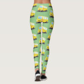 Cute happy yellow school bus cartoon leggings (Achterkant)