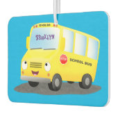 Cute happy yellow school bus cartoon luchtverfrisser (Links)