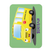 Cute happy yellow school bus cartoon magneet (Verticaal)