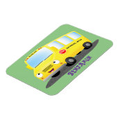 Cute happy yellow school bus cartoon magneet (Linkerzijde)