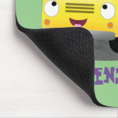 Cute happy yellow school bus cartoon muismat (Hoek)